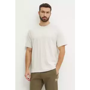 adidas Originals tricou din bumbac Essential bărbați, culoarea bej, uni, JD3277 imagine