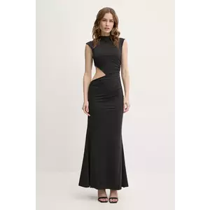 Bardot rochie culoarea negru, maxi, evazati, 59758DB imagine