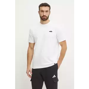 adidas tricou din bumbac M L SLIDE TEE barbati, culoarea bej, cu imprimeu, JJ4002 imagine