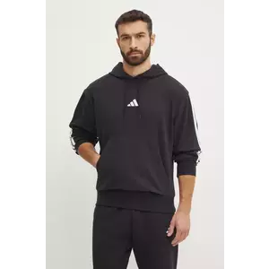 adidas bluza Essentials barbati, culoarea negru, cu glugă, cu imprimeu, JD1874 imagine