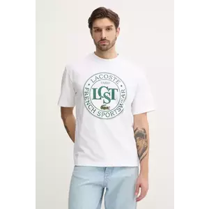 Lacoste tricou din bumbac barbati, culoarea bej, cu imprimeu, TH2753 imagine