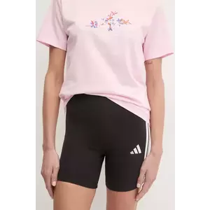 adidas pantaloni scurți Essentials femei, culoarea negru, cu imprimeu, high waist, JE1223 imagine