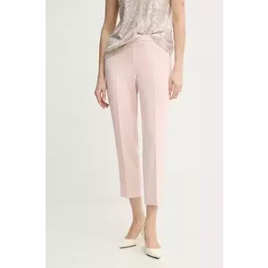 Theory pantaloni femei, culoarea roz, mulata, high waist imagine