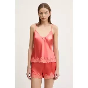 Chantelle top de pijama de mătase culoarea portocaliu, C15OI5 imagine