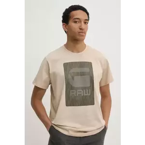 G-Star Raw tricou din bumbac barbati, culoarea bej, cu imprimeu, D26478-C336 imagine