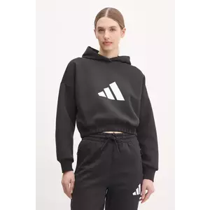 adidas bluza Future Icons femei, culoarea negru, cu glugă, cu imprimeu, JE0136 imagine