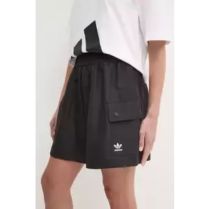 adidas Originals pantaloni scurti Essential femei, culoarea negru, neted, high waist, JD1514 imagine