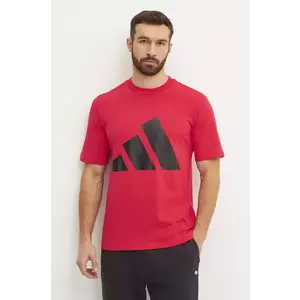 adidas tricou din bumbac Essentials barbati, culoarea rosu, cu imprimeu, JE8934 imagine