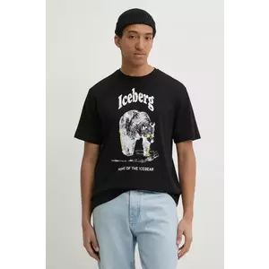 Iceberg tricou din bumbac barbati, culoarea negru, cu imprimeu, F025 6307 imagine