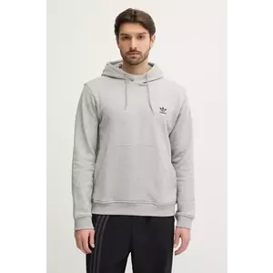 adidas Originals hanorac de bumbac Essential barbati, culoarea gri, cu glugă, neted, JD2405 imagine