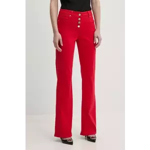 Morgan pantaloni PEMAK femei, culoarea rosu, evazati, high waist, PEMAK imagine