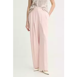 Theory pantaloni femei, culoarea roz, lat, high waist, O1109201 imagine