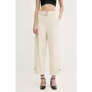 MSGM pantaloni femei, culoarea bej, fason chinos, high waist, 3841MDP09.257106 imagine