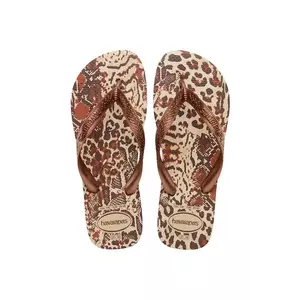 Havaianas slapi TOP ANIMALS femei, culoarea maro, cu toc plat, 4132920-7440 imagine