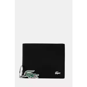 Lacoste portofel + breloc barbati, culoarea negru, NH4860FG imagine