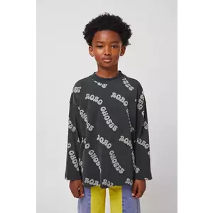 Bobo Choses longsleeve din bumbac pentru copii Wavy culoarea negru, modelator, 125AC002 imagine