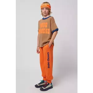 Bobo Choses pantaloni de trening din bumbac pentru copii culoarea portocaliu, cu imprimeu, 125AC140 imagine