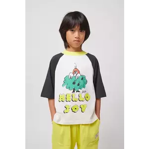 Bobo Choses tricou de bumbac pentru copii Hello Joy culoarea alb, cu imprimeu, 125AC016 imagine