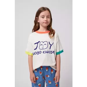 Bobo Choses tricou de bumbac pentru copii Smiling culoarea alb, cu imprimeu, 125AC014 imagine