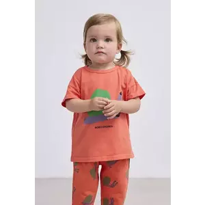 Bobo Choses tricou din bumbac pentru bebelusi Funny Snail culoarea portocaliu, cu imprimeu, 125AB012 imagine