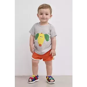 Bobo Choses tricou din bumbac pentru bebelusi Happy Dog culoarea gri, cu imprimeu, 125AB009 imagine