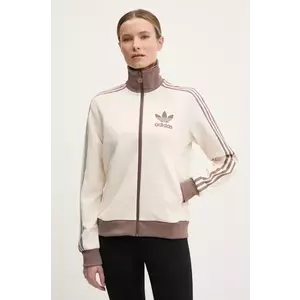 adidas Originals bluză Adicolor femei, culoarea bej, cu imprimeu, JC5807 imagine