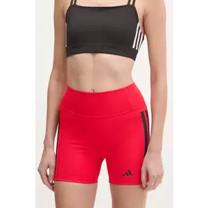 adidas Performance pantaloni scurți de antrenament Optime culoarea rosu, cu imprimeu, high waist, JN4583 imagine