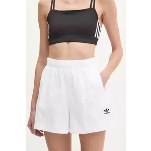 adidas Originals pantaloni scurți Essential femei, culoarea alb, uni, medium waist, JD1510 imagine