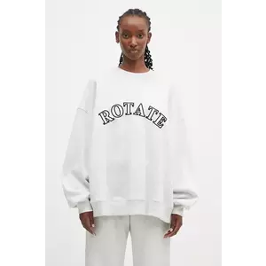 Rotate hanorac de bumbac Logo Crewneck femei, culoarea gri, cu imprimeu, 1124541473 imagine