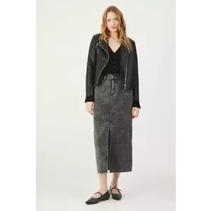 Medicine fusta din bumbac denim culoarea gri, maxi, drept imagine