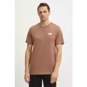 The North Face tricou Simple Dome barbati, culoarea maro, cu imprimeu, NF0A87NG6IH1 imagine