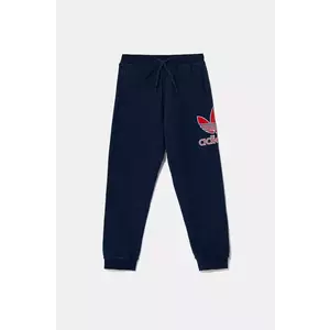 adidas Originals pantaloni de trening din bumbac pentru copii culoarea albastru marin, cu imprimeu, JC9142 imagine