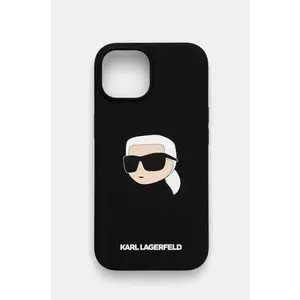 Karl Lagerfeld Husa pentru telefon iPhone 15 6.1 culoarea negru, KLHMP15SSKHPPLK imagine