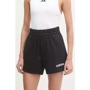 adidas pantaloni scurti Essentials Linear femei, culoarea negru, neted, medium waist, JG8639 imagine