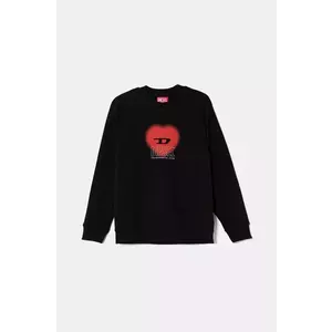 Diesel hanorac de bumbac pentru copii SCACUORE SWEAT-SHIRT culoarea negru, cu imprimeu, J02230 imagine