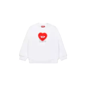 Diesel hanorac de bumbac pentru copii SCACUORE SWEAT-SHIRT culoarea alb, cu imprimeu, J02230 imagine