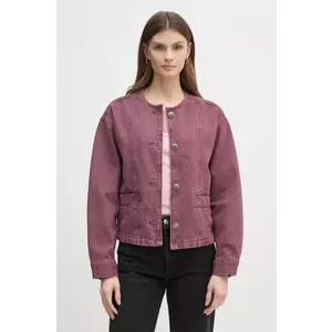 Pepe Jeans geaca jeans DAENA BERRY femei, culoarea roz, de tranzitie, oversize, PL402525 imagine