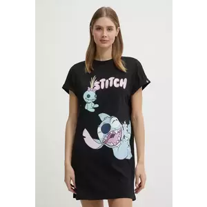 United Colors of Benetton cămașă de noapte din bumbac LILO&STITCH culoarea negru, bumbac, 30963C01E imagine