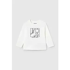 Mayoral longsleeve din bumbac pentru bebeluși culoarea bej, cu imprimeu, 1068 imagine