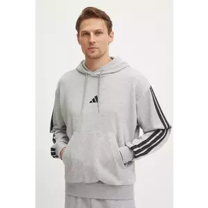 adidas bluza Essentials barbati, culoarea gri, cu glugă, cu imprimeu, JD1871 imagine