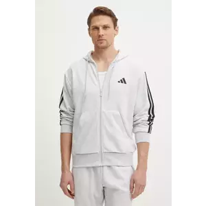 adidas bluza Essentials barbati, culoarea gri, cu glugă, cu imprimeu, JE6343 imagine