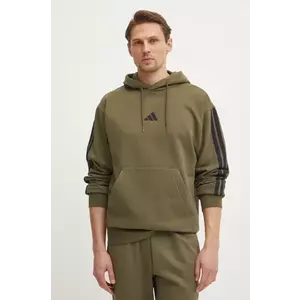 adidas bluza Essentials barbati, culoarea verde, cu glugă, cu imprimeu, JD1847 imagine