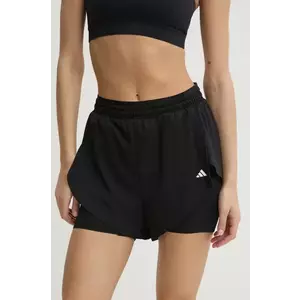 adidas Performance pantaloni scurți de antrenament Aeroready culoarea negru, neted, high waist, IQ2655 imagine