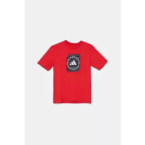 adidas tricou de bumbac pentru copii culoarea rosu, cu imprimeu, JM8233 imagine