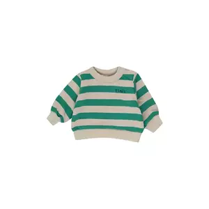 Tinycottons hanorac de bumbac pentru bebelusi STRIPES BABY SWEATSHIRT culoarea verde, modelator, SS25-126 imagine