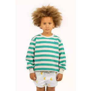 Tinycottons hanorac de bumbac pentru copii STRIPES SWEATSHIRT culoarea verde, modelator, SS25-125 imagine