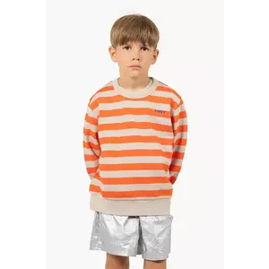 Tinycottons hanorac de bumbac pentru copii STRIPES SWEATSHIRT culoarea portocaliu, modelator, SS25-125 imagine