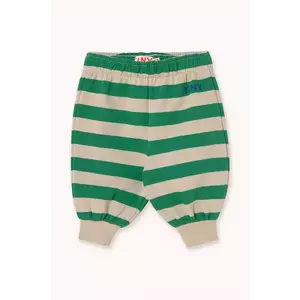 Tinycottons pantaloni de trening din bumbac pentru bebeluși STRIPES BABY SWEATPANT culoarea verde, modelator, SS25-127 imagine