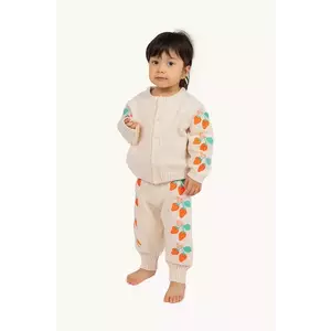 Tinycottons pantaloni de trening din bumbac pentru bebeluși STRAWBERRIES BABY KNITTED PANT culoarea bej, cu imprimeu, SS25-303 imagine