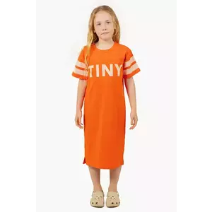 Tinycottons rochie din bumbac pentru copii STRIPES DRESS culoarea portocaliu, mini, drept, SS25-135 imagine